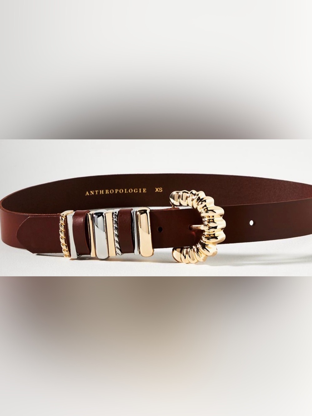 Anthropologie Mixed Metal Brown Belt